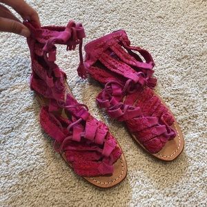 Antik Batik Pink Lace up Sandals. Never worn